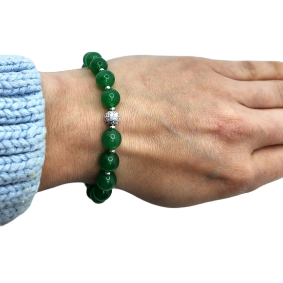 Jade Zirconia charm bracelet 8 mm - Picture 3 of 4